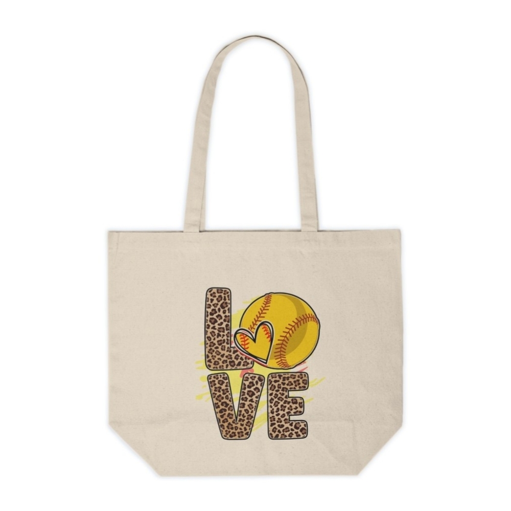 Love Softball Custom Canvas Tote Bag